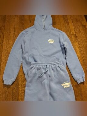 White Fox Boutique Light Blue Fleece Hoodie and Sweatpants Matching Set